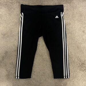 Adidas Black Leggings with Triple White Stripes